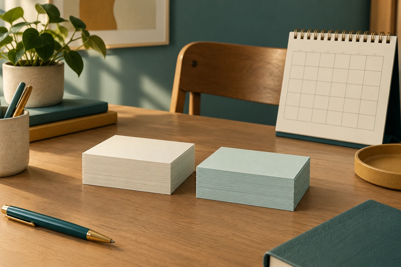 Ilustración conceptual de fichas separadas y un calendario sin fechas ni datos estadísticos.
