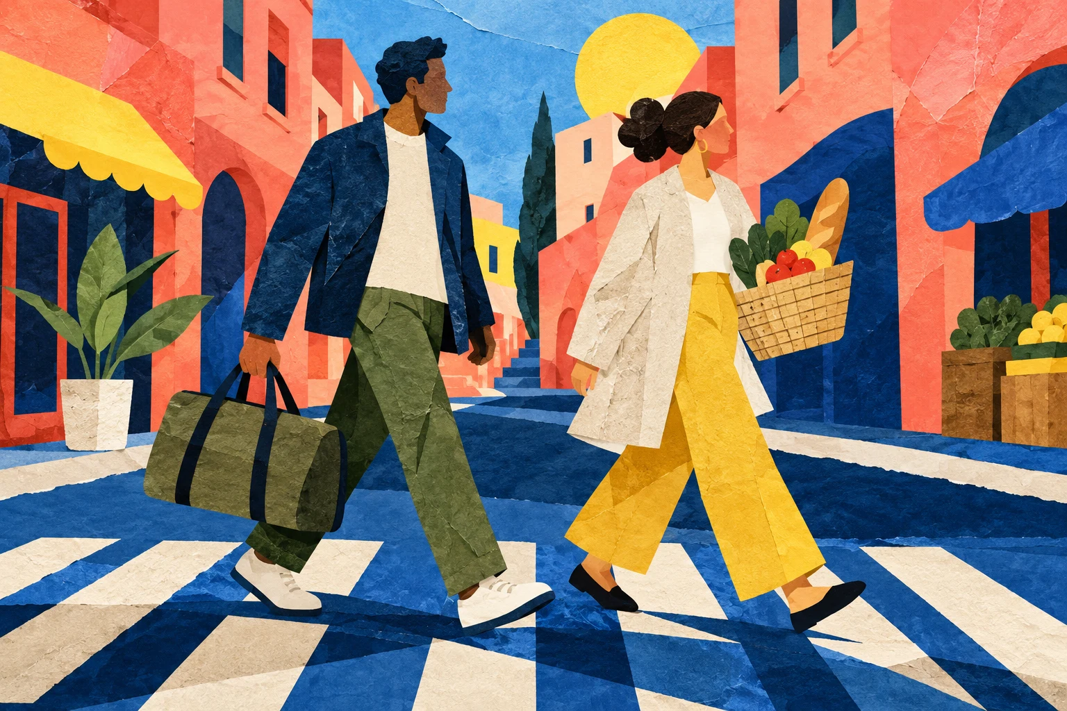 Compradores ficticios en collage IA; no representan una muestra estadística ni gasto observado.