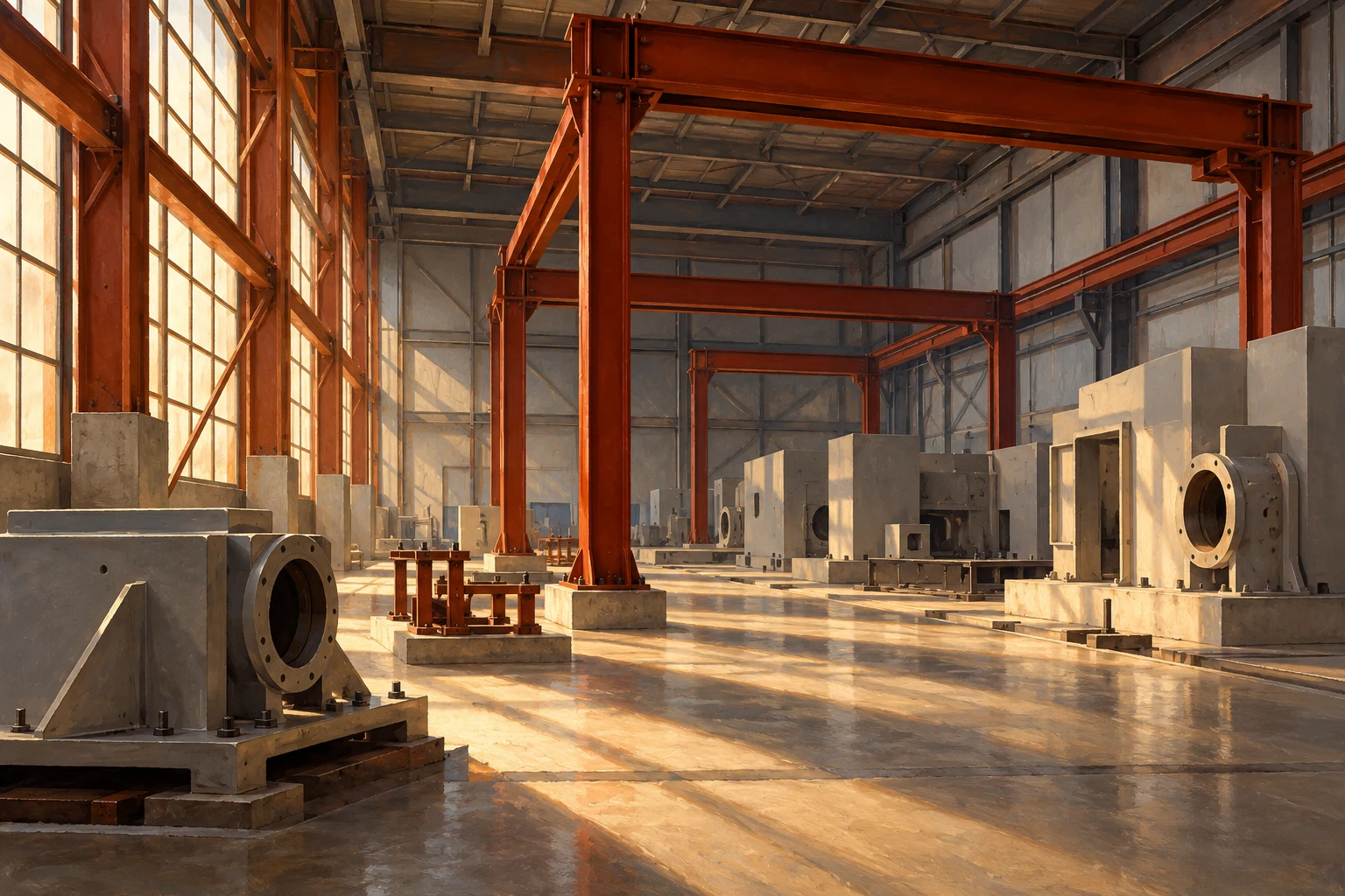 Ilustración IA de un taller industrial imaginario en montaje; no muestra una fábrica beneficiaria ni tecnología financiada real.