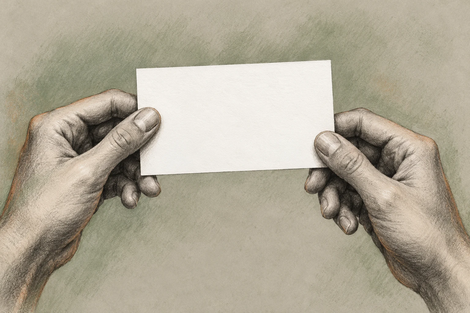 Manos ficticias sosteniendo papel totalmente blanco en dibujo al carboncillo, ilustración IA sin cheque, firma ni comprobante de pago.